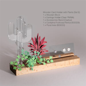 Wooden Block with Plants (Set E)  木底座連立體植物套裝 (套裝E)