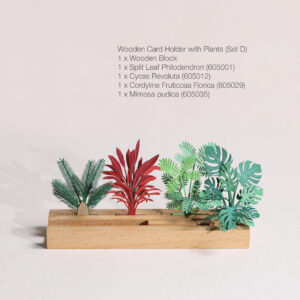 Wooden Block with Plants (Set D)  木底座連立體植物套裝 (套裝D)